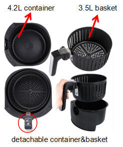 Friggitrice ad alta temperatura domestica dell'aria di 220V 1400W con 3.5L che frigge canestro